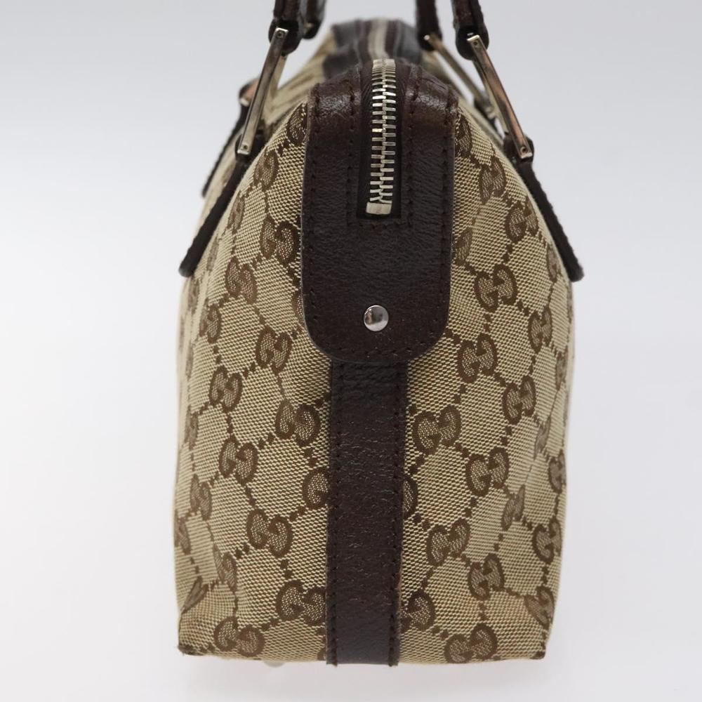 GUCCI GG Canvas Web Sherry Line Hand Bag Beige Silver 145759 Auth 119676 - Picture 4 of 16